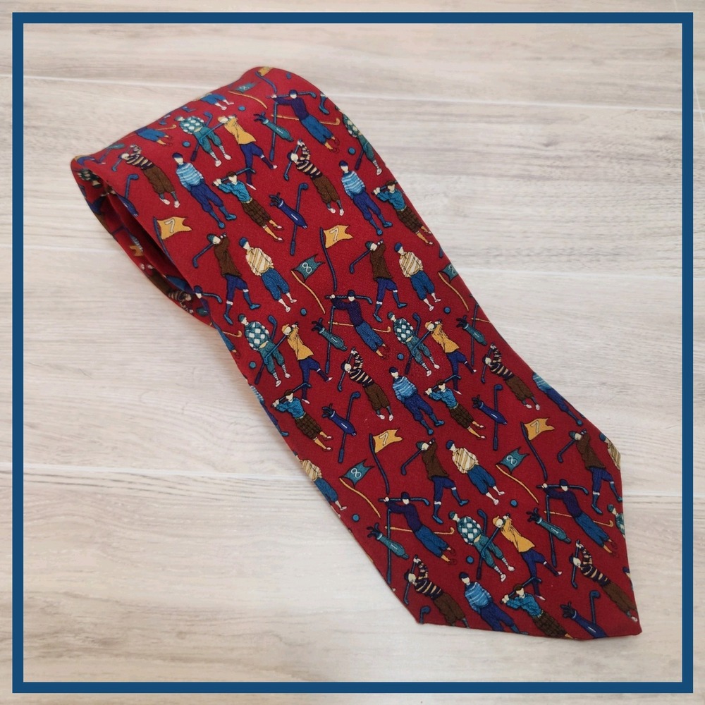 417‎ by Van Heusen Mens VINTAGE Throwback Golfers 100% imported Silk Tie